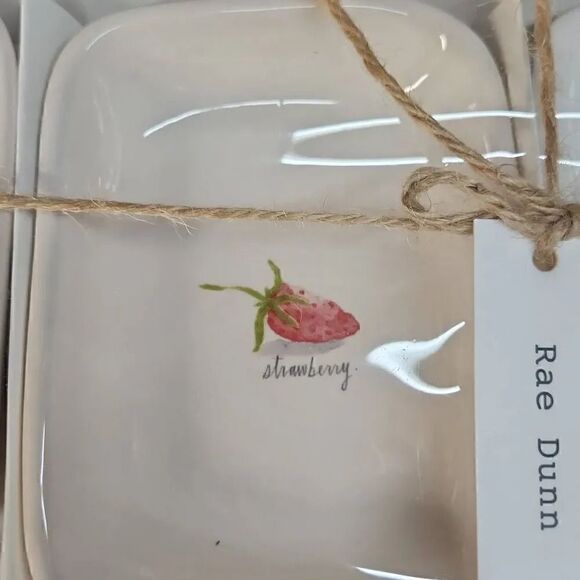 Rae Dunn White Black Banana Strawberry Blueberries Set of 3 Platter and Dish Set - Picture 4 of 6